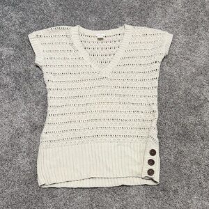 Maurices Cream Knit Sweater with Button Accents